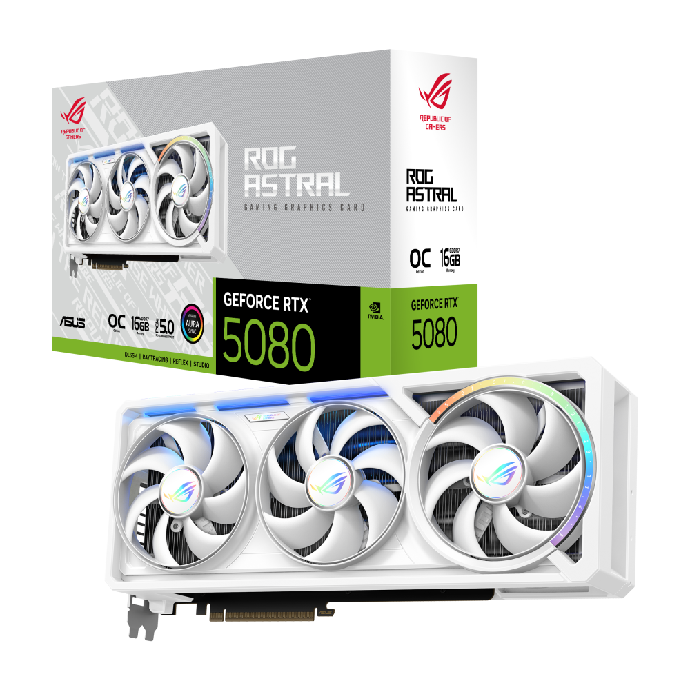 Видео карта ASUS ROG ASTRAL GeForce RTX 5080 White Edition OC 16GB GDDR7