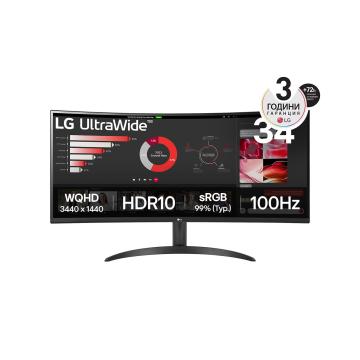 Монитор LG 34" 34WR50QK-B, WQHD, VA, 100Hz